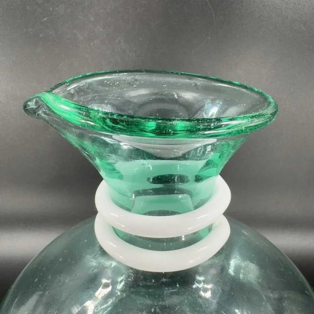 Paola Navone Riviera Crate And Barrel Glass Vase Carafe Decanter Green Signed